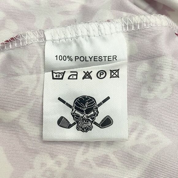 Tattoo Golf Mens 2XL Aloha ProCool Polo Shirt Floral Skull Burgundy/Pink Cream - Picture 11 of 12